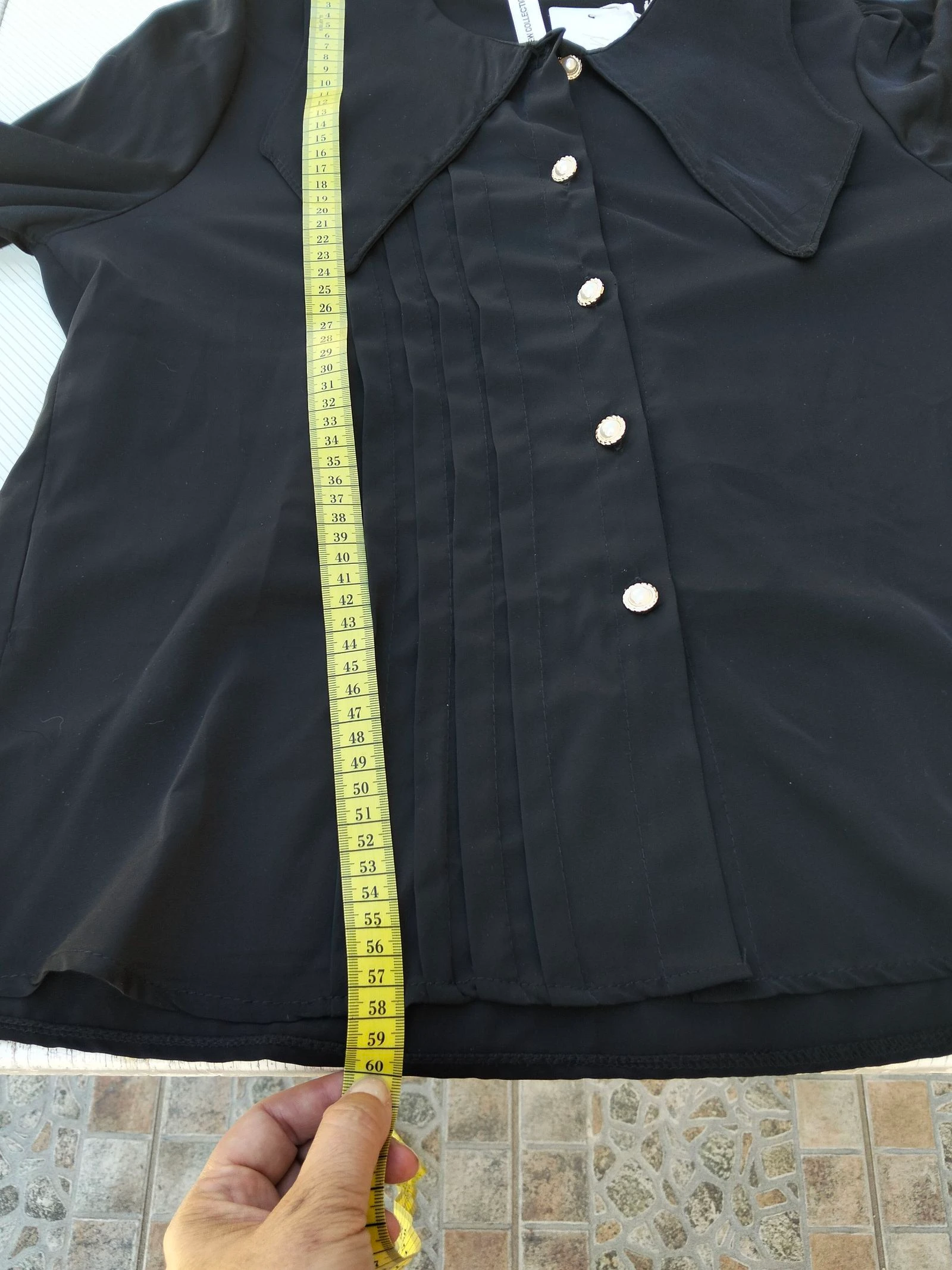 Camisa negra botones joya – photo 10